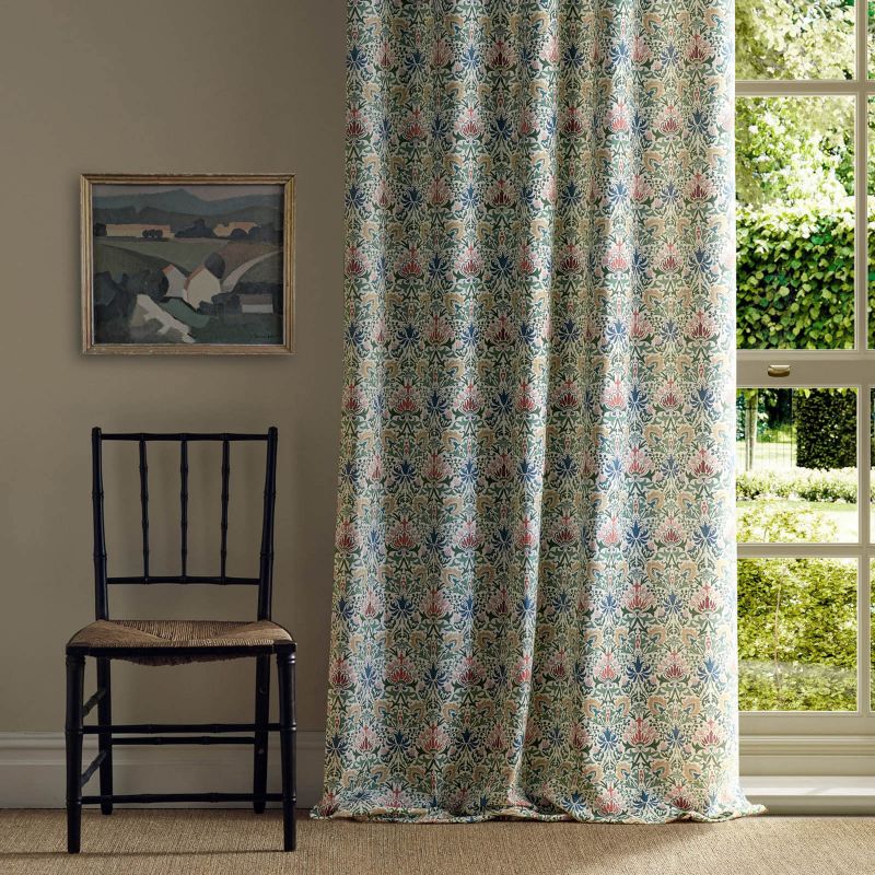 Meda Iris Fabric - Rose/Thyme - Morris & Co - 227366 - Morris Wallpaper