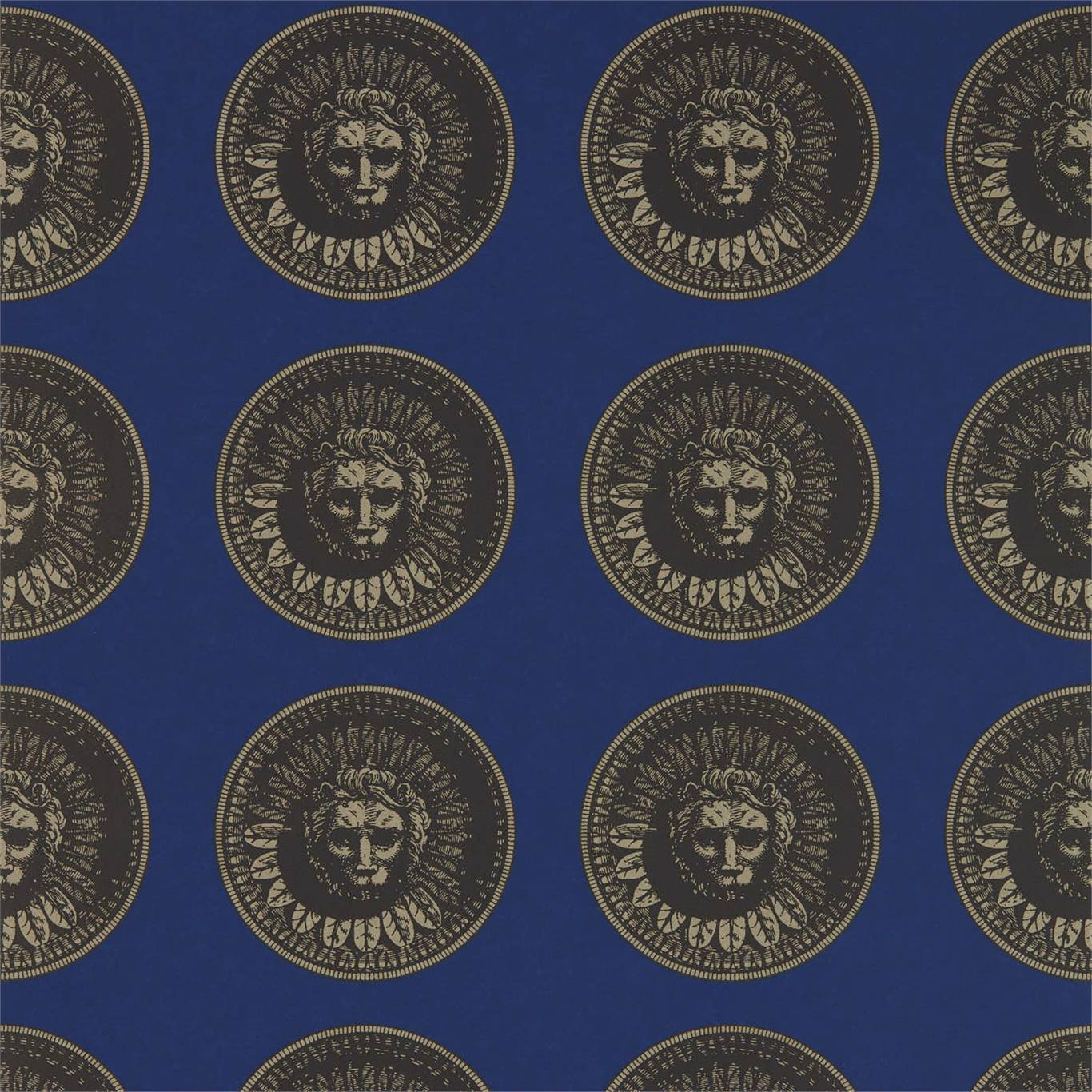 Medallion Wallpaper - Lazuli/Nickle - ZPLW312975 - Zoffany - Morris Wallpaper