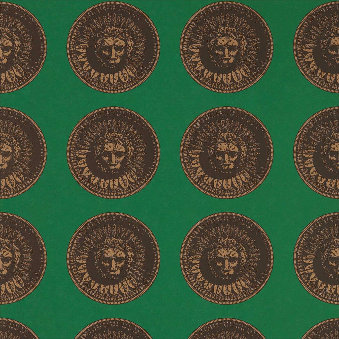 Medallion Wallpaper - Malachite/Gold - ZPLW312974 - Zoffany - Morris Wallpaper