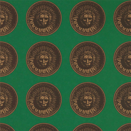 Medallion Wallpaper - Malachite/Gold - ZPLW312974 - Zoffany - Morris Wallpaper