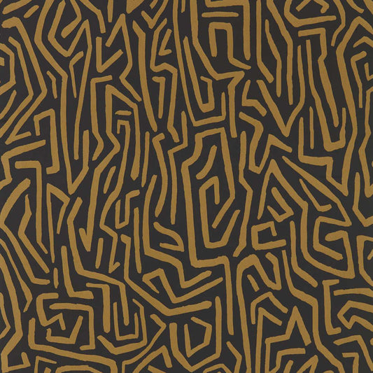 Melodic Wallpaper - Gold/Black Earth - Harlequin - HQN2112829 - Morris Wallpaper