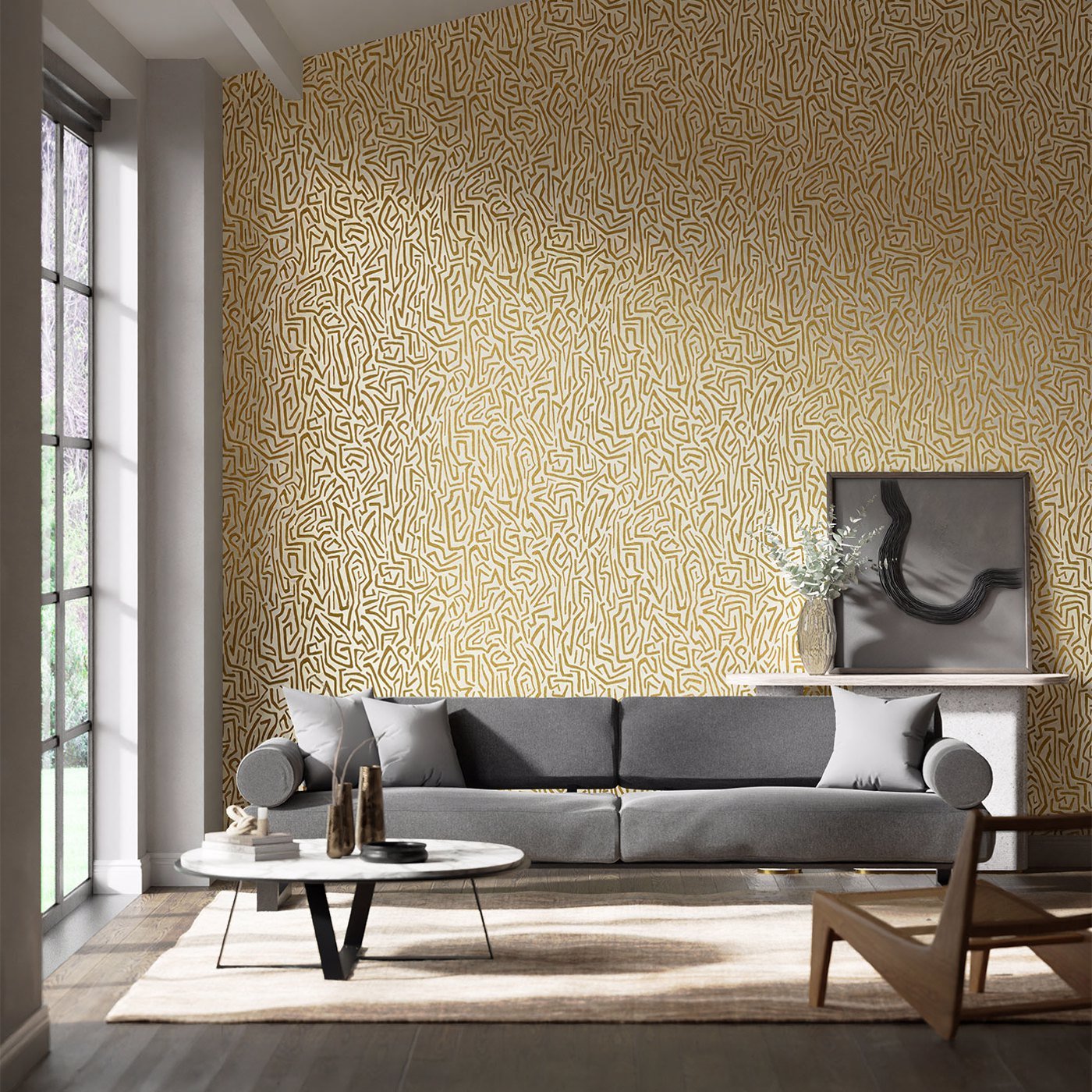 Melodic Wallpaper - Gold/Paper Lantern - Harlequin - HQN2112830 - Morris Wallpaper