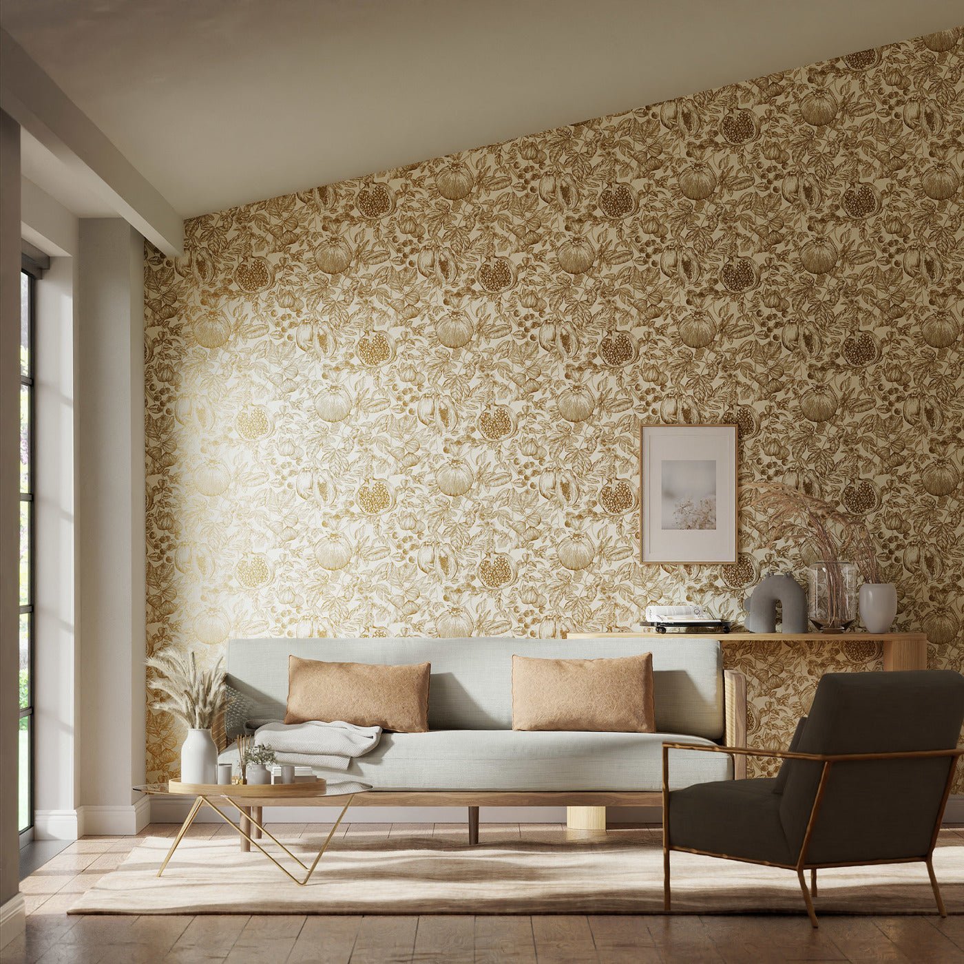 Melograno Wallpaper - Gold/Awakening - HQN3112925 - Harlequin - Premier Wallcovering