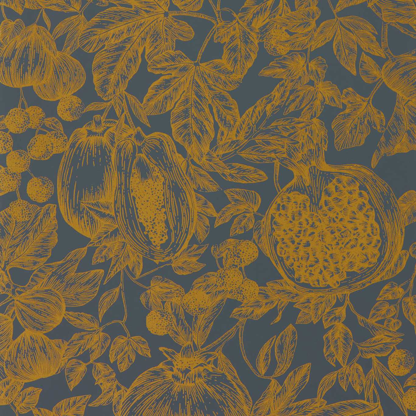 Melograno Wallpaper - Gold/Wild Water - HQN3112926 - Harlequin - Morris Wallpaper