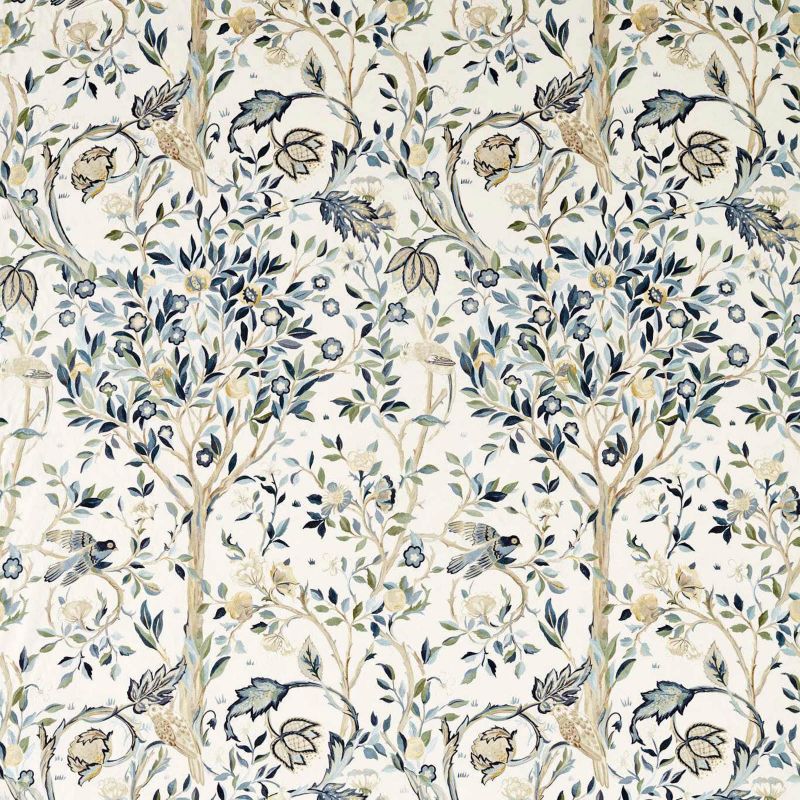 Melsetter Wide Width Fabric - Indigo/Sage - Morris & Co - 227275 - Premier Wallcovering