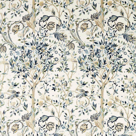 Melsetter Wide Width Fabric - Indigo/Sage - Morris & Co - 227275 - Premier Wallcovering