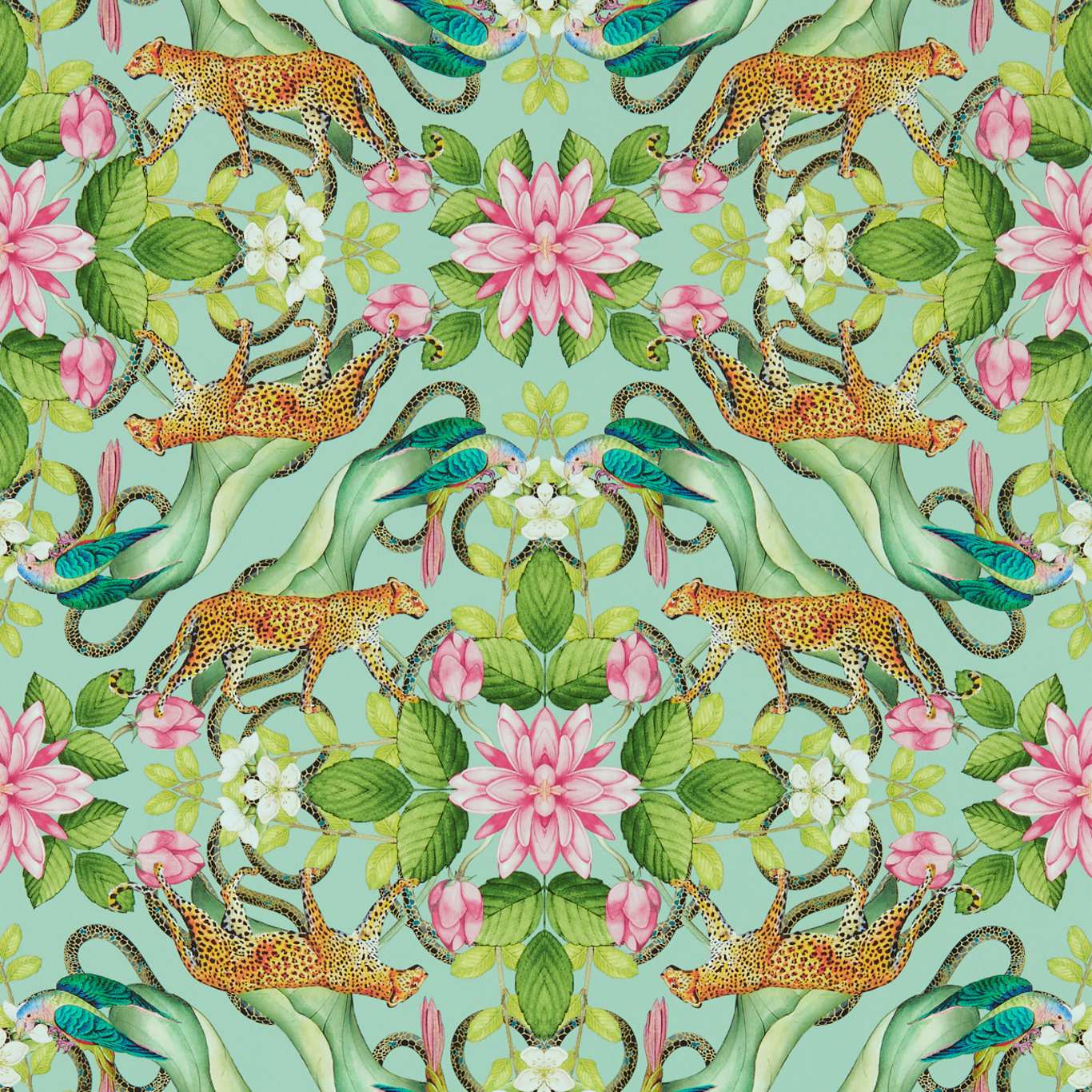 Menagerie Wallpaper - Aqua - Clarke & Clarke - W0131/01 - Morris Wallpaper