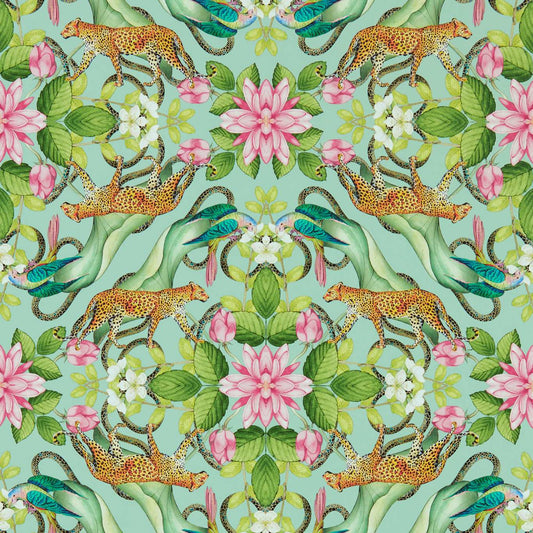 Menagerie Wallpaper - Aqua - Clarke & Clarke - W0131/01 - Morris Wallpaper