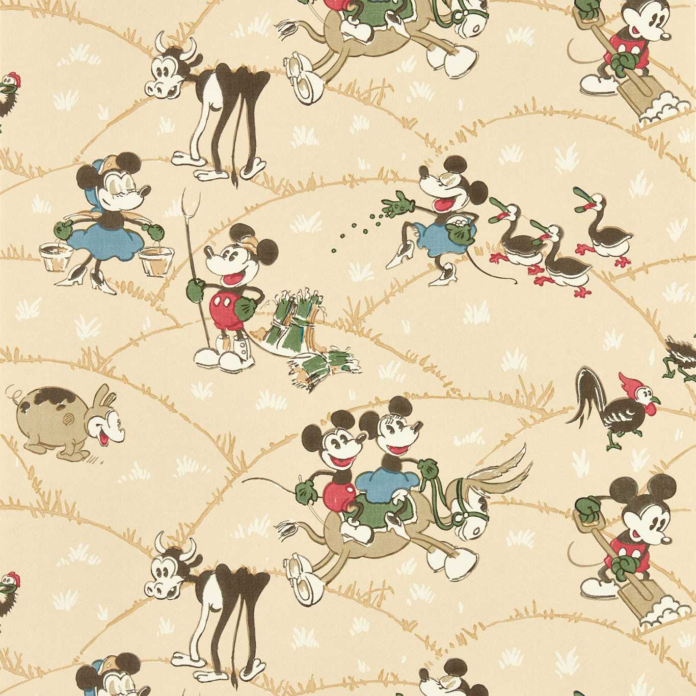 Mickey At The Farm Wallpaper - Butterscotch - DDIW217267 - Sanderson - Disney Home - Morris Wallpaper