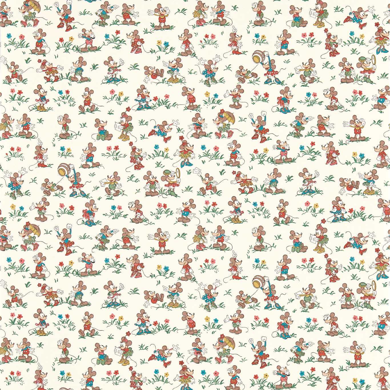 Mickey & Minnie Wallpaper - Allsorts - DDIW217263 - Sanderson - Disney Home - Morris Wallpaper