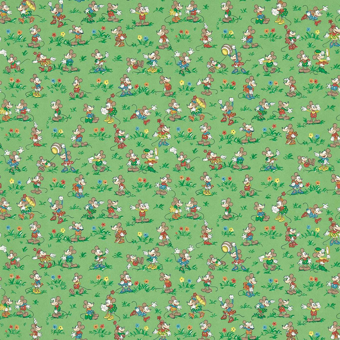 Mickey & Minnie Wallpaper - Gumball Green - DDIW217265 - Sanderson - Disney Home - Morris Wallpaper