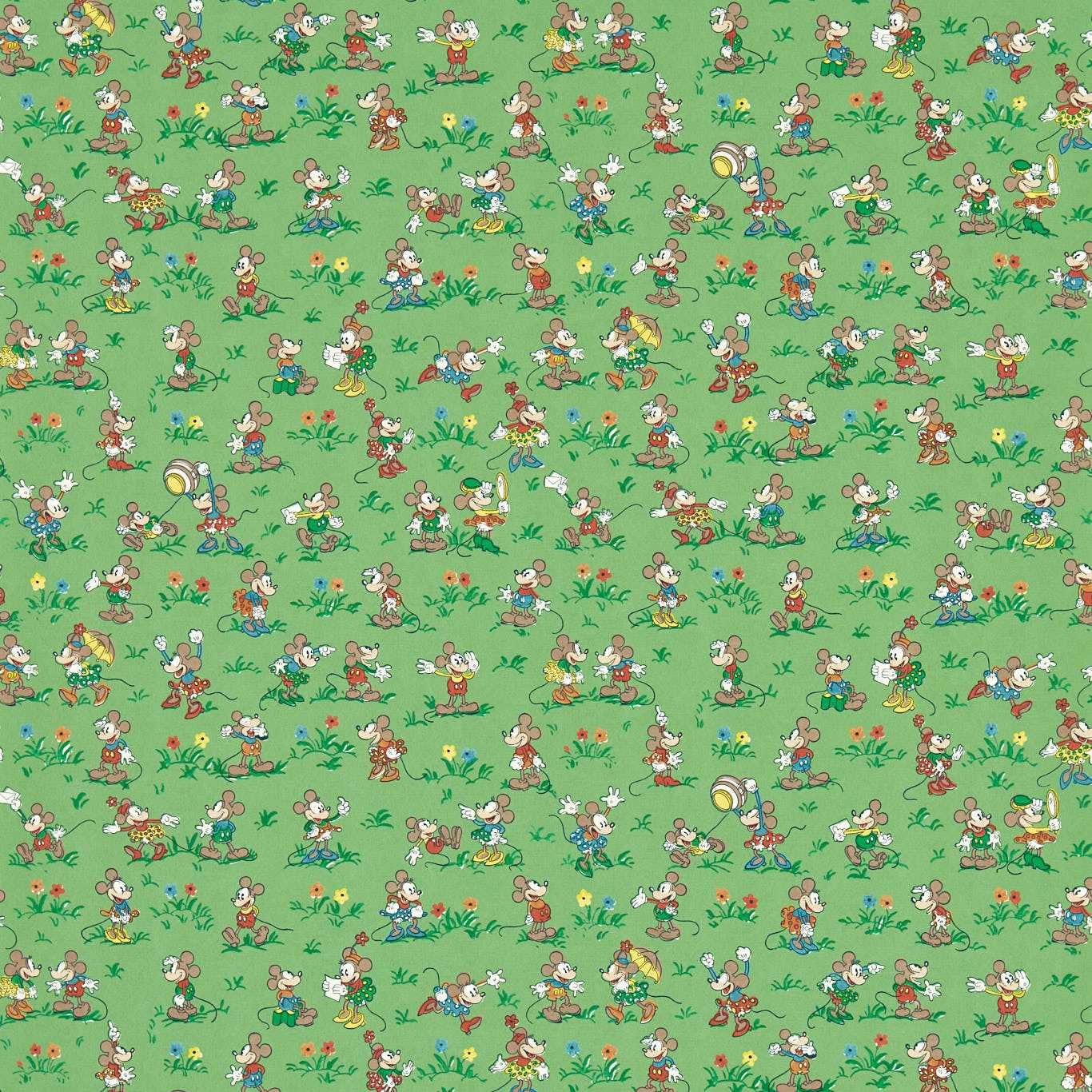 Mickey & Minnie Wallpaper - Gumball Green - DDIW217265 - Sanderson