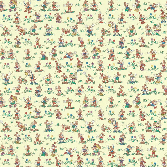 Mickey & Minnie Wallpaper - Rhubarb & Custard - DDIW217262 - Sanderson - Disney Home - Morris Wallpaper