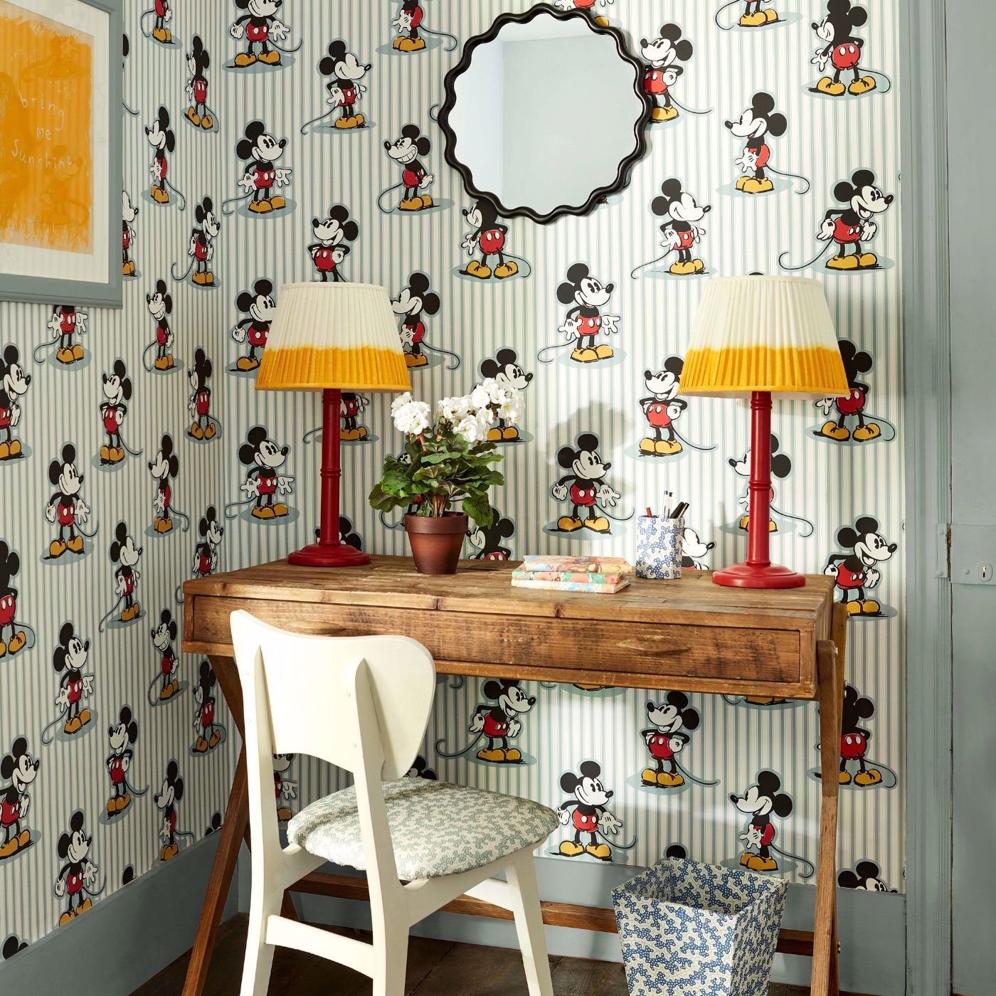Mickey Stripe Wallpaper - Sea Salt - DDIW217271 - Sanderson - Disney Home - Morris Wallpaper