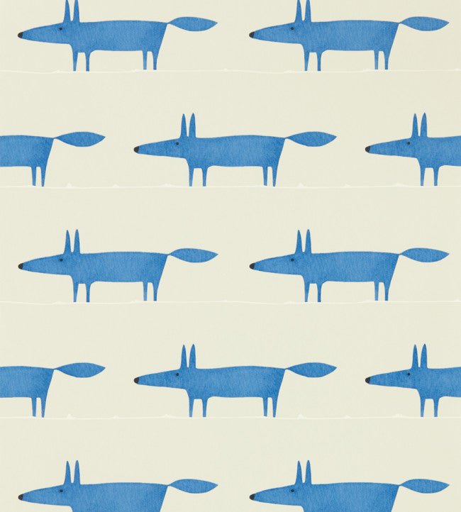 Midi Fox Wallpaper - Pebble / Denim - NHAP112817 - Scion - Morris Wallpaper