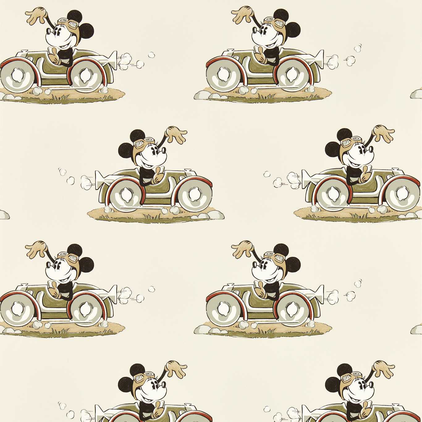 Minnie On The Move Wallpaper - Babyccino - DDIW217270 - Sanderson - Disney Home - Morris Wallpaper