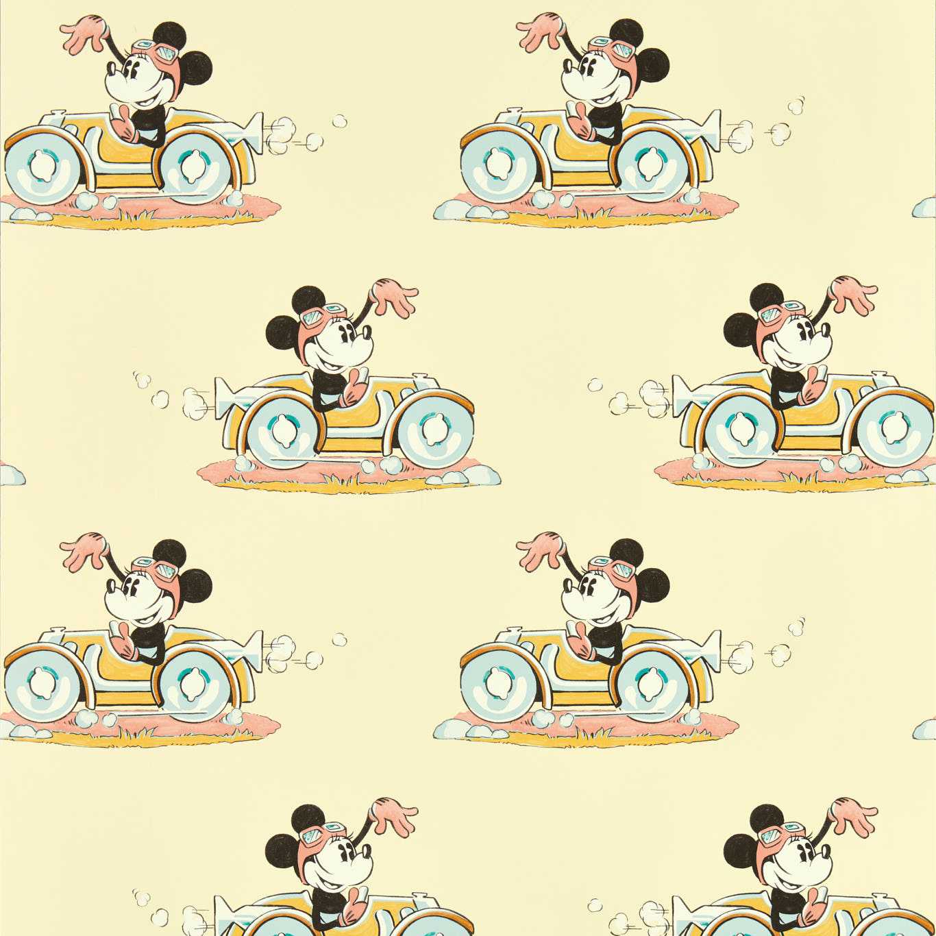 Minnie On The Move Wallpaper - Sherbet - DDIW217269 - Sanderson - Disney Home - Morris Wallpaper