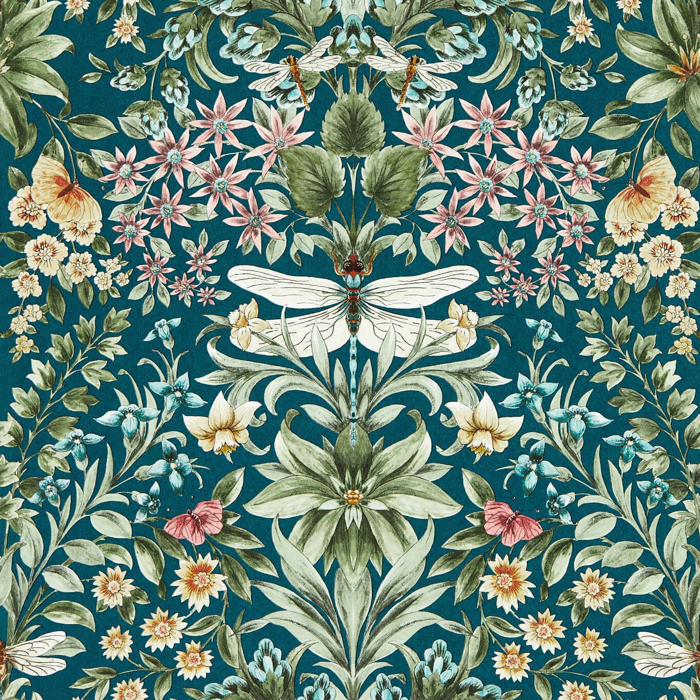 Mirabell Wallpaper - Teal - Clarke & Clarke - W0196/04 - Morris Wallpaper