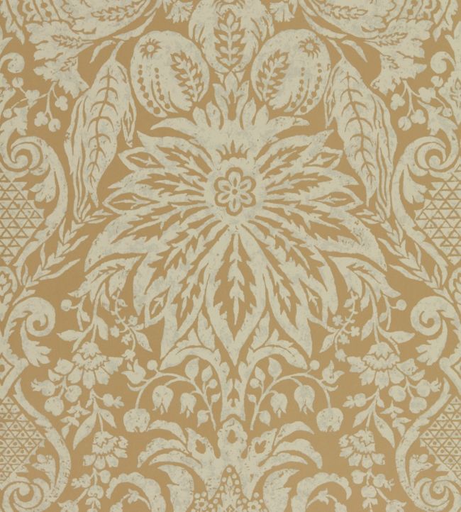 Mitford Damask Wallpaper - Antique Gold - ZDAR312862 - Zoffany - Morris Wallpaper