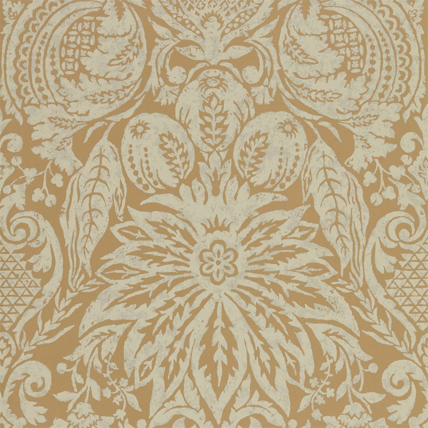 Mitford Damask Wallpaper - Antique Gold - ZDAR312862 - Zoffany - Morris Wallpaper