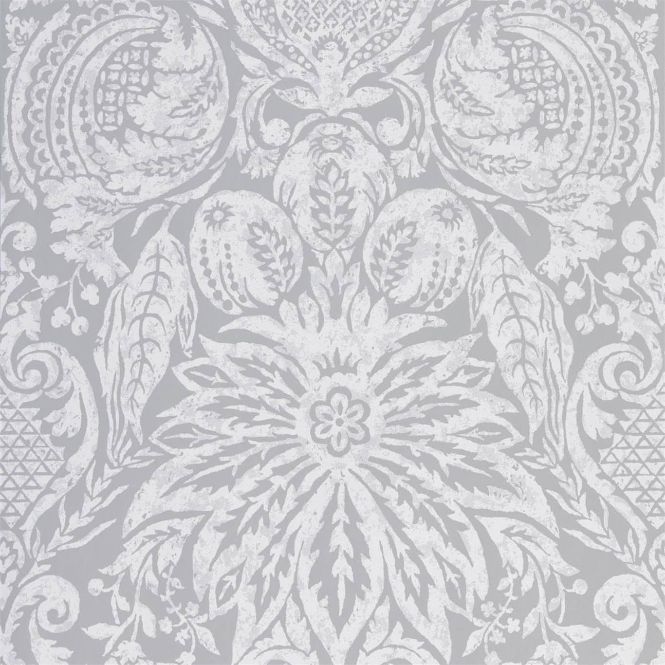 Mitford Damask Wallpaper - Empire Grey - ZDAR312864 - Zoffany - Morris Wallpaper