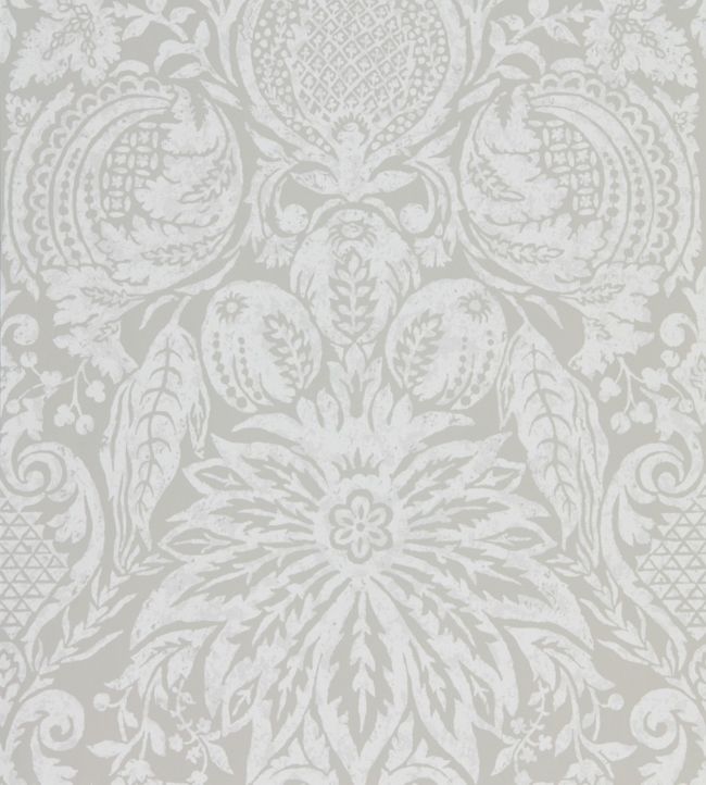 Mitford Damask Wallpaper - Platinum Grey - ZDAR312863 - Zoffany - Morris Wallpaper