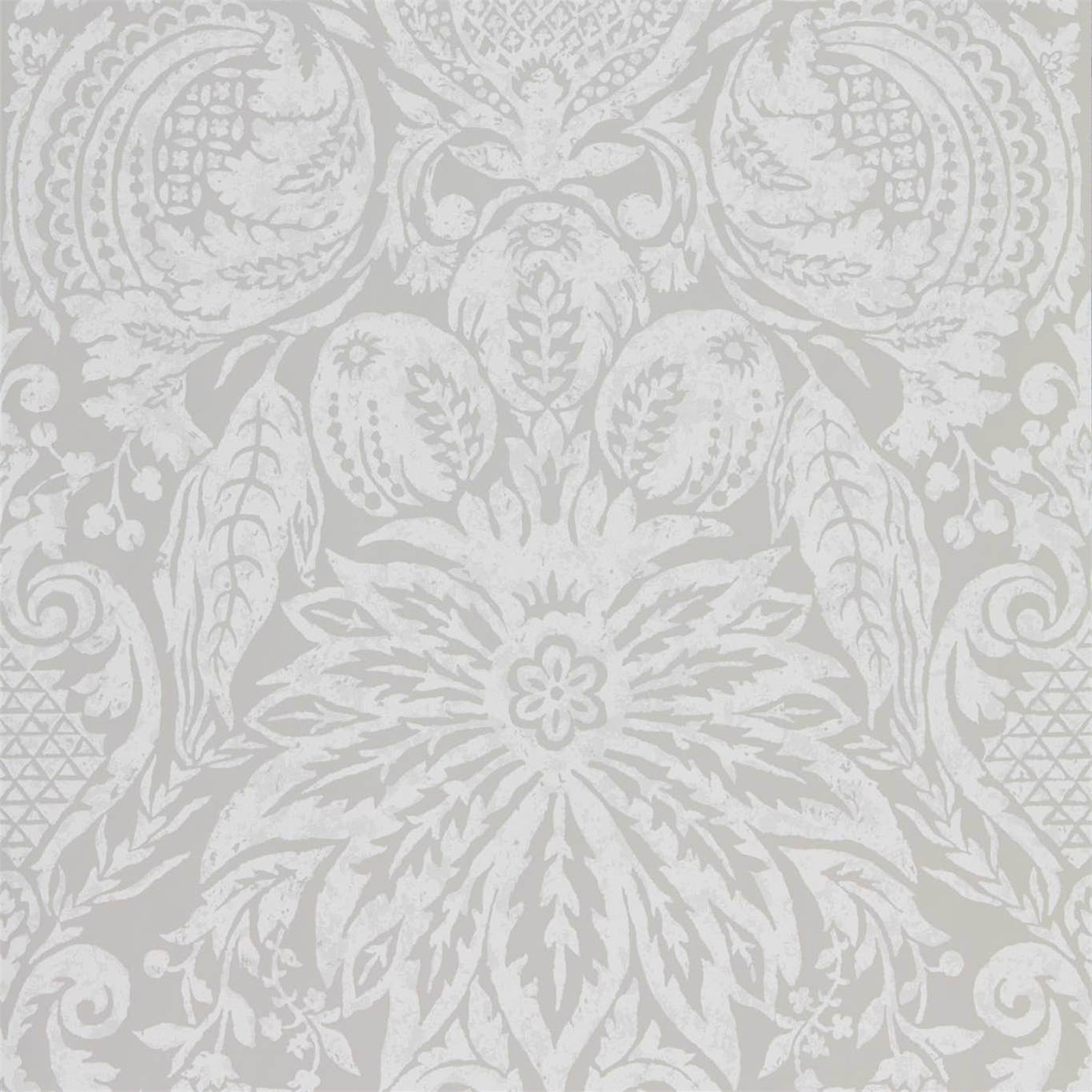 Mitford Damask Wallpaper - Platinum Grey - ZDAR312863 - Zoffany - Morris Wallpaper