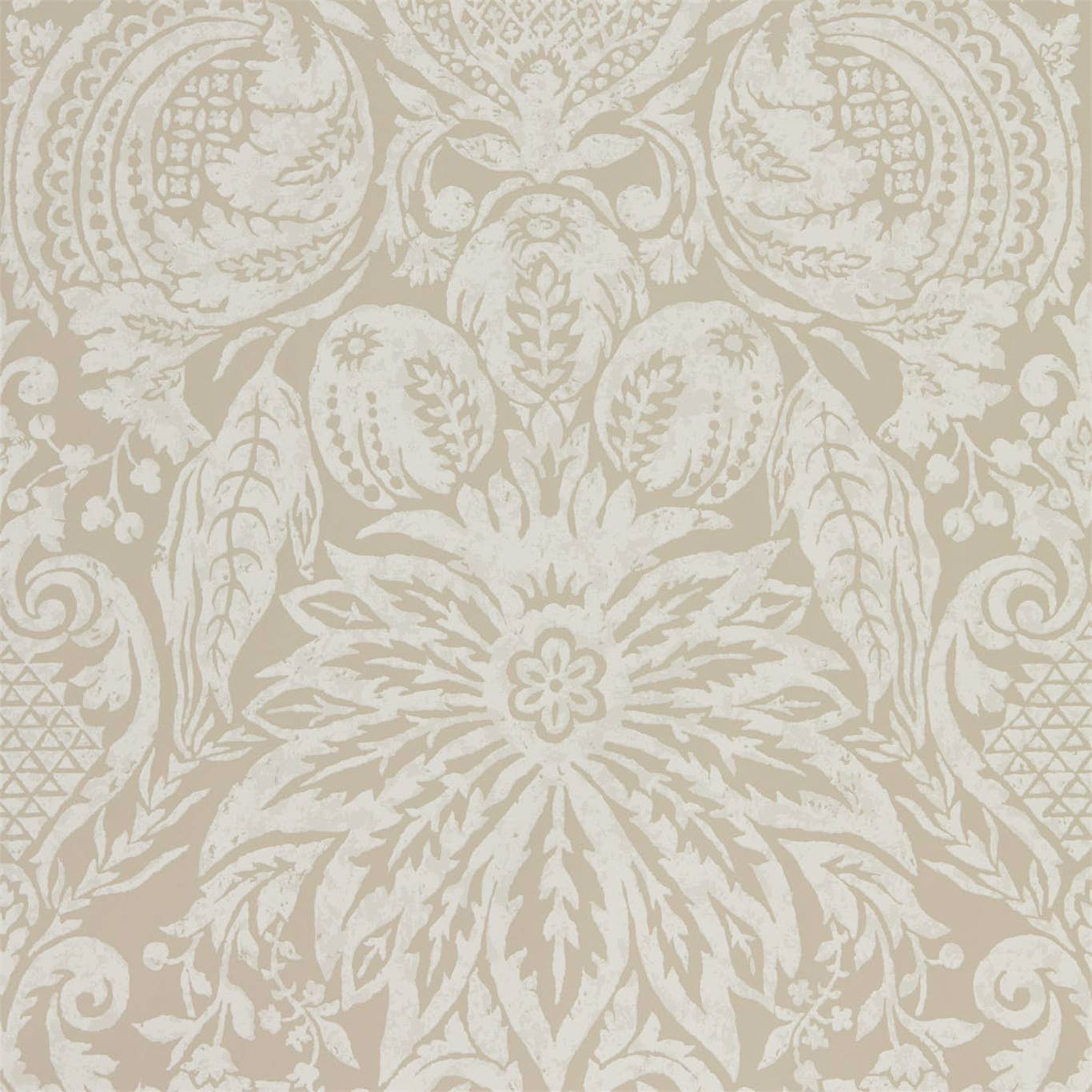 Mitford Damask Wallpaper - Stone - ZDAR312878 - Zoffany - Morris Wallpaper