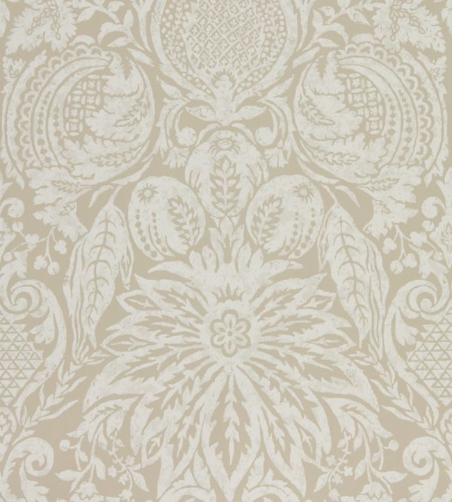 Mitford Damask Wallpaper - Stone - ZDAR312878 - Zoffany - Morris Wallpaper