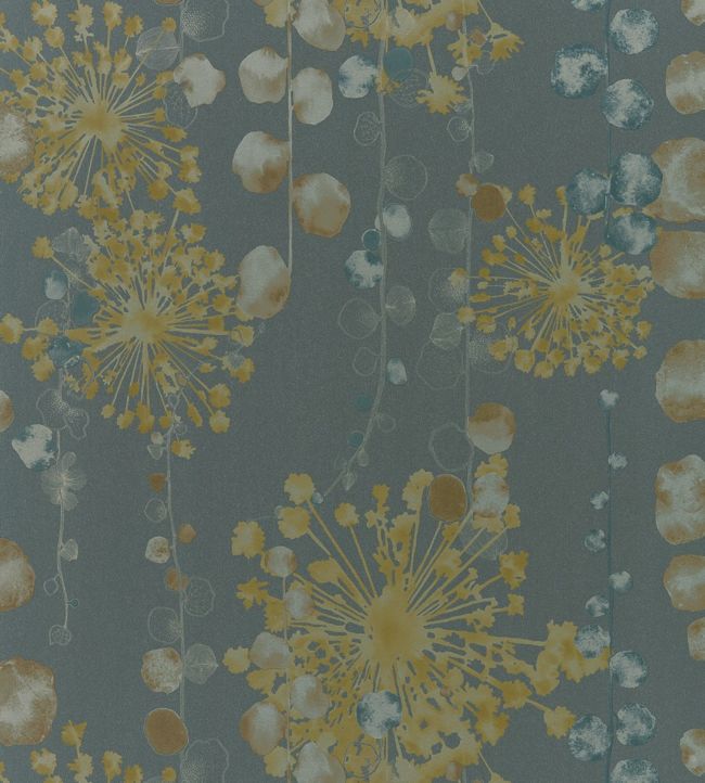 Moku Wallpaper - Graphite/Mustard - HANZ111650 - Harlequin - Morris Wallpaper