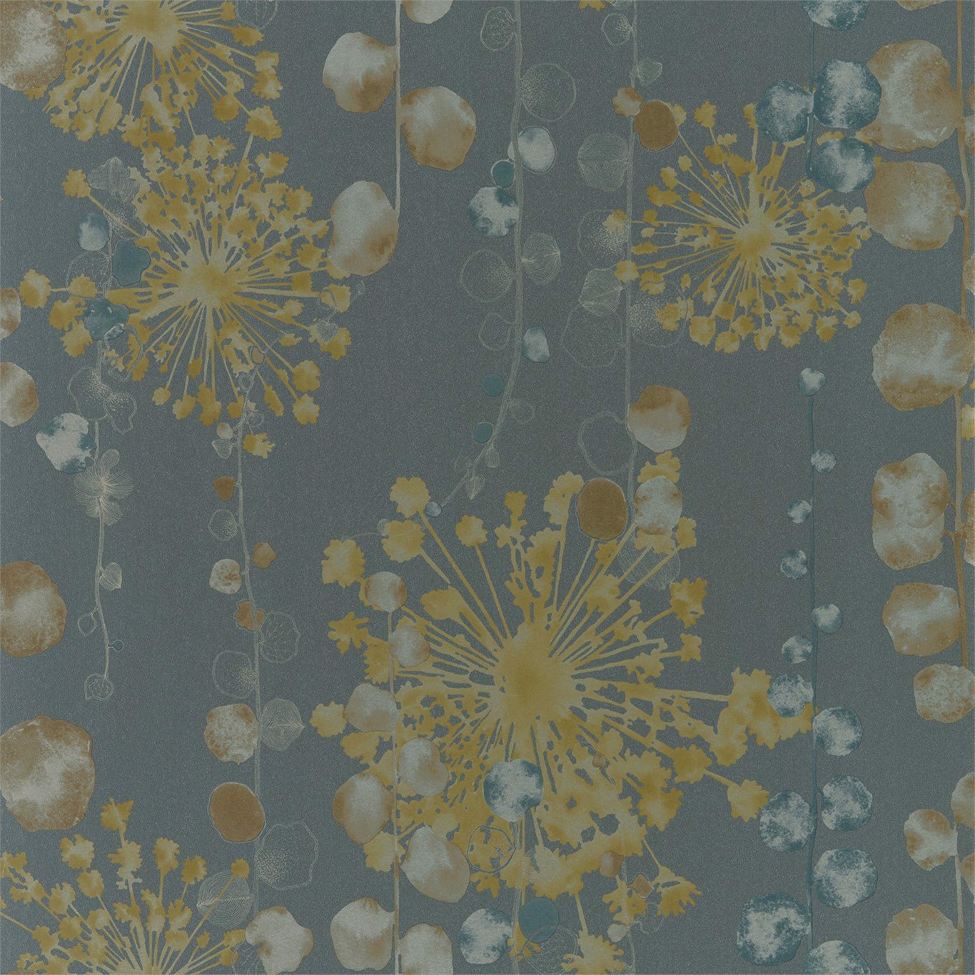 Moku Wallpaper - Graphite/Mustard - Harlequin - HANZ111650 - Morris Wallpaper