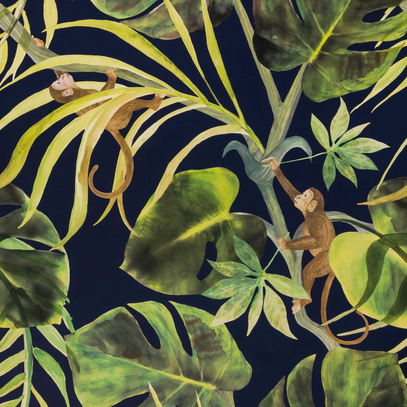 Monkey Business Wallpaper - Indigo - Clarke & Clarke - W0083/03 - Morris Wallpaper