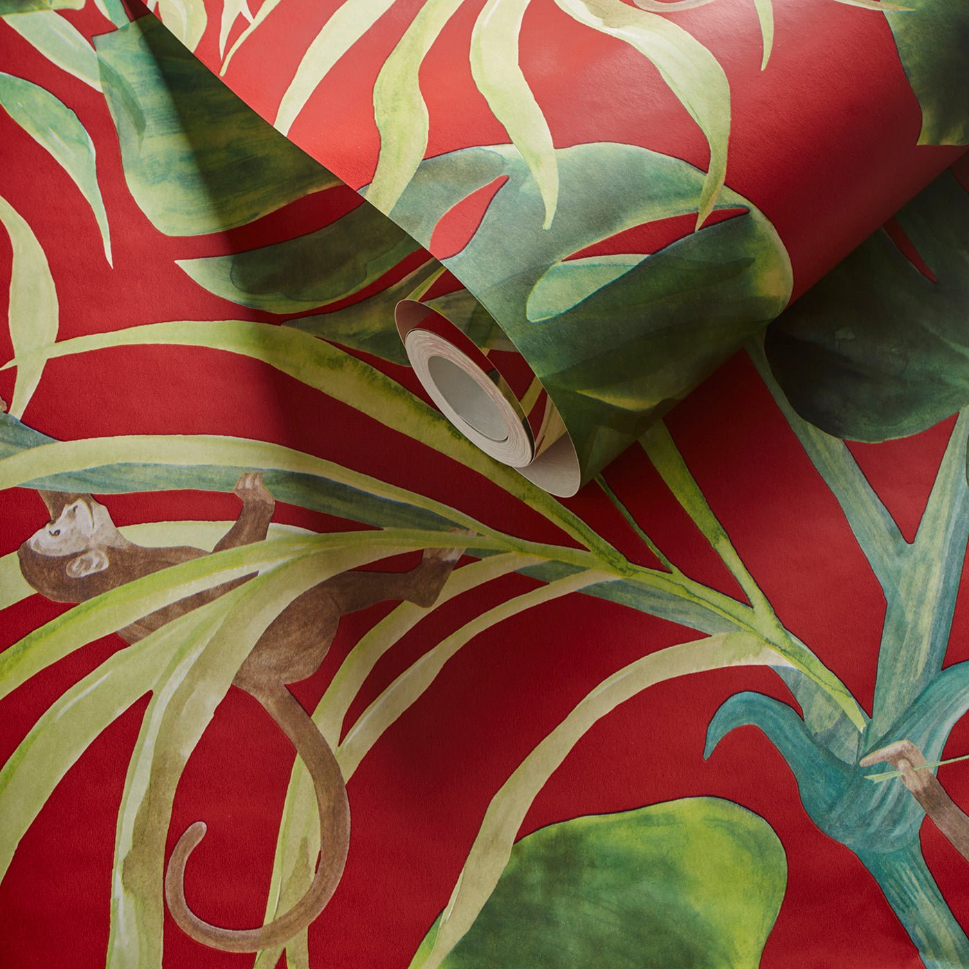 Monkey Business Wallpaper - Rouge - Clarke & Clarke - W0083/05 - Morris Wallpaper