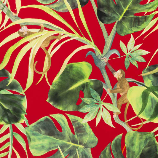 Monkey Business Wallpaper - Rouge - Clarke & Clarke - W0083/05 - Morris Wallpaper