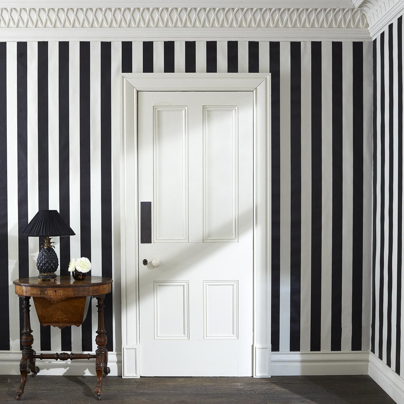 Mono Stripe Wallpaper - Off-Black / Oyster - House of Hackney - 1-WA-MON-DI-BLK-STR - Morris Wallpaper