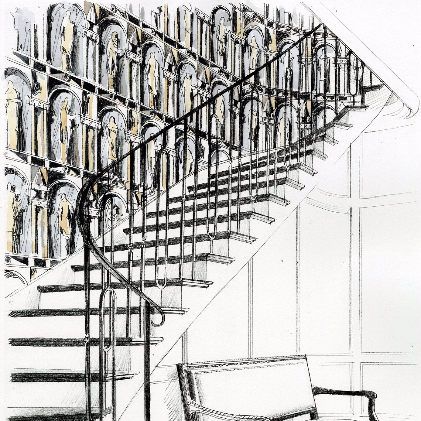 Montacute Wallpaper - Platinum Grey/Ink - ZPLW312966 - Zoffany - Morris Wallpaper