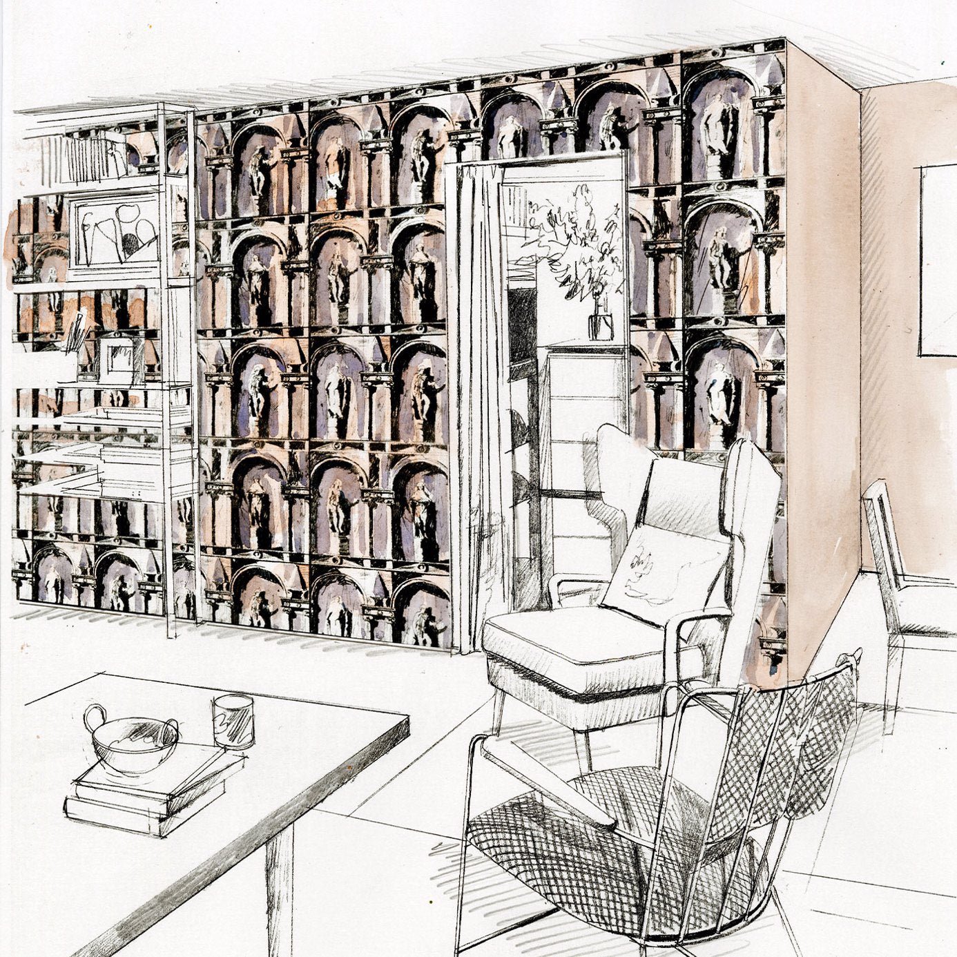 Montacute Wallpaper - Platinum Grey/Ink - ZPLW312966 - Zoffany - Morris Wallpaper