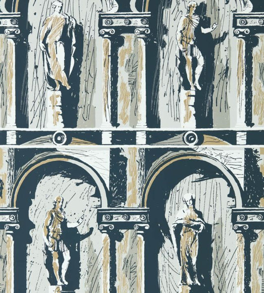 Montacute Wallpaper - Platinum Grey/Ink - ZPLW312966 - Zoffany - Morris Wallpaper