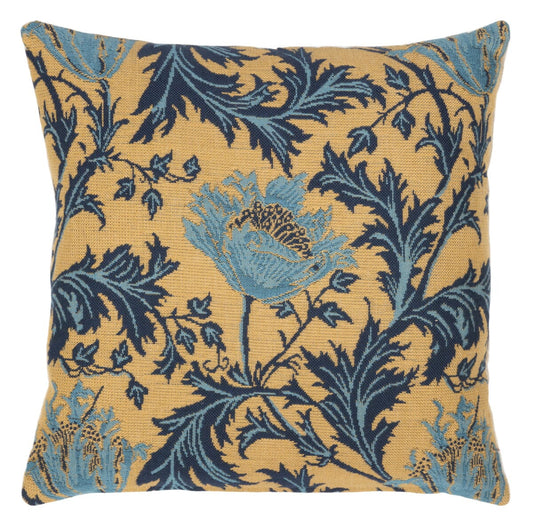 Morris Anemone Gold Cushion with Feather Filler - Hines - 694M - Morris Wallpaper
