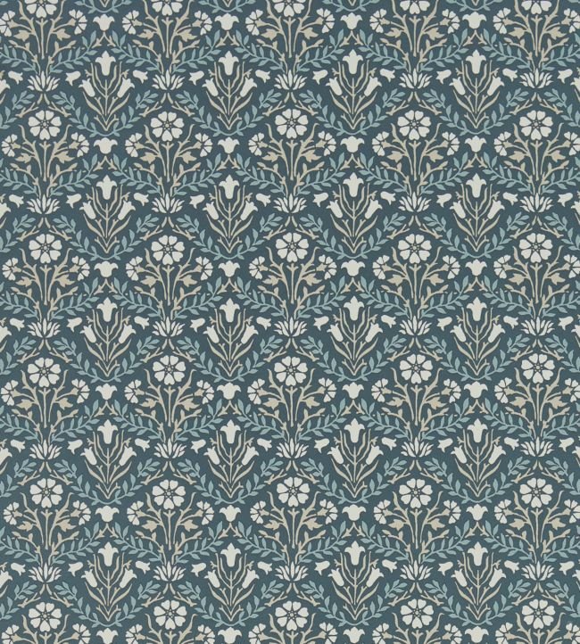 Morris Bellflowers Wallpaper - Indigo/Linen - 216436 - Morris & Co