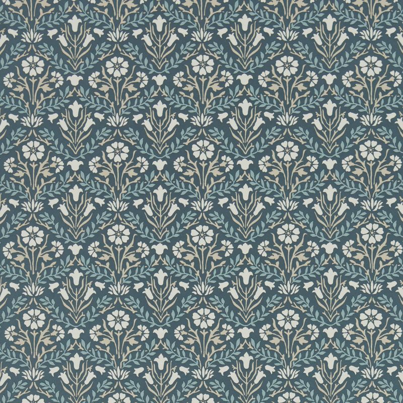 Morris Bellflowers Wallpaper - Indigo/Linen - 216436 - Morris & Co