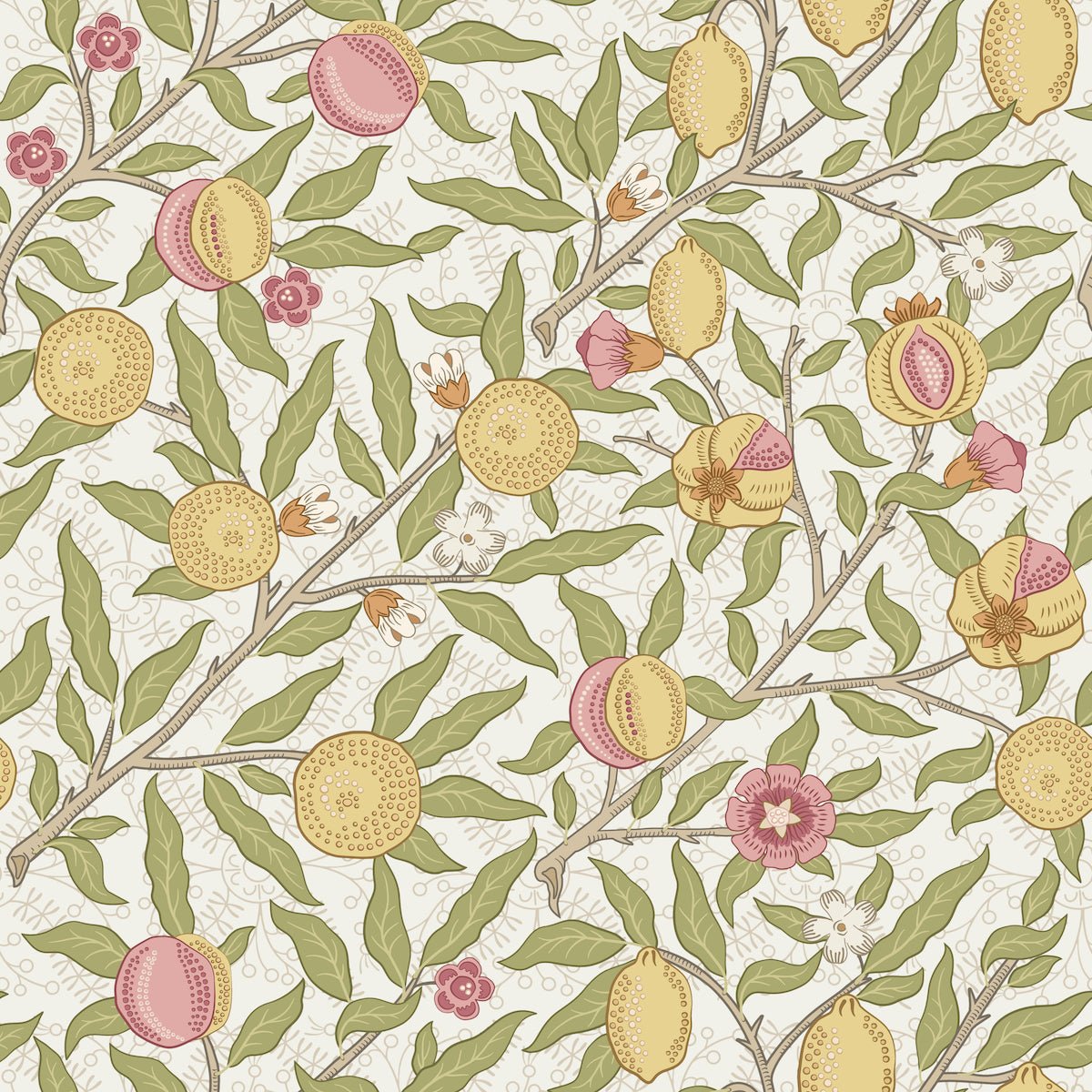1001 - Fruit Wallpaper - Alabaster Cream by Morris Collections