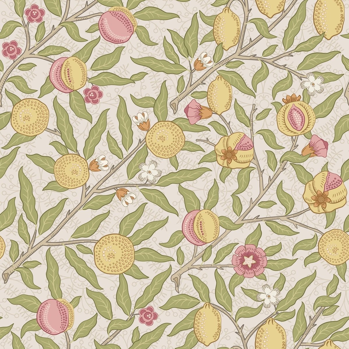 1003 - Fruit Wallpaper - Dove-Grey by Morris Collections