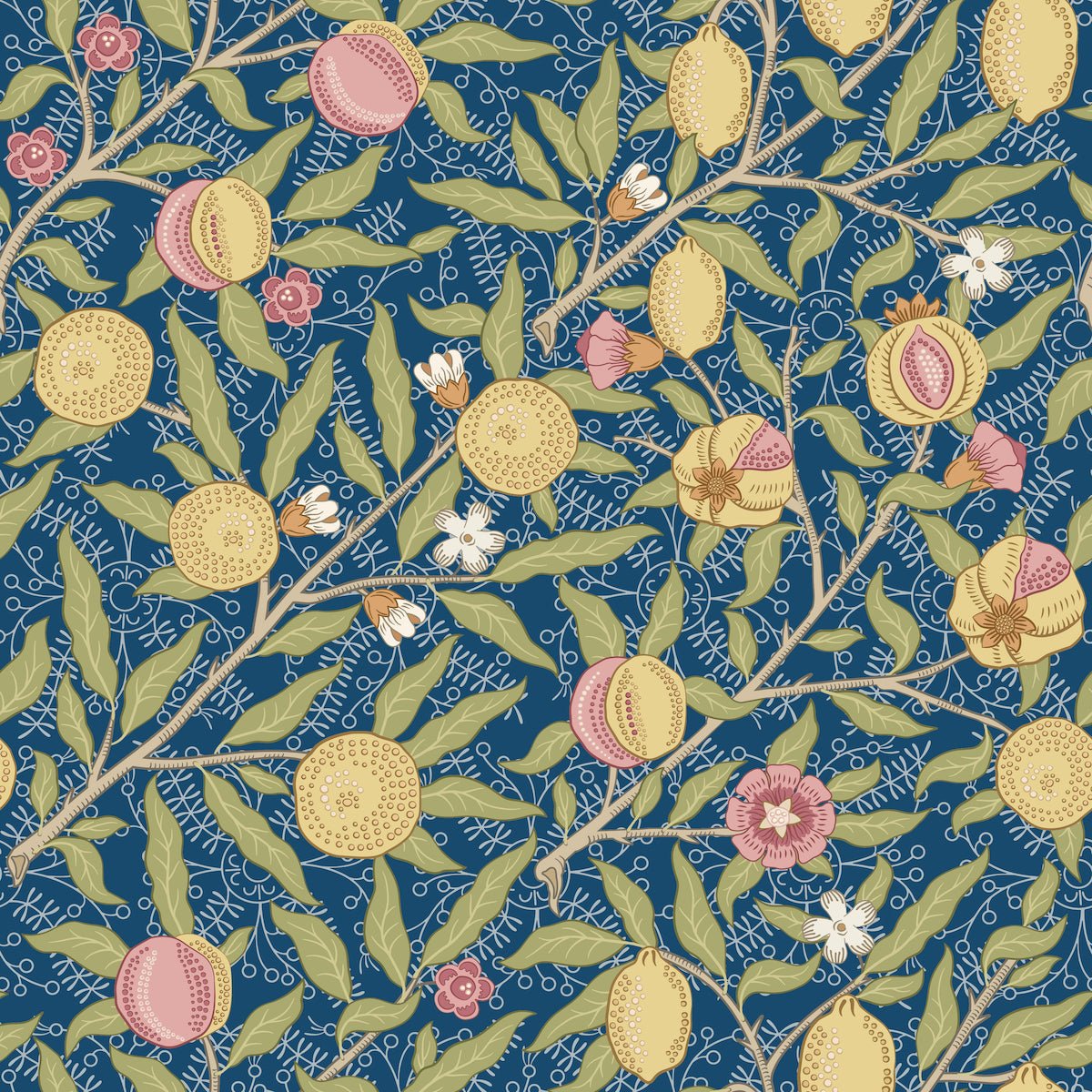1008 - Fruit Wallpaper - Special Royal Blue by Morris Collections