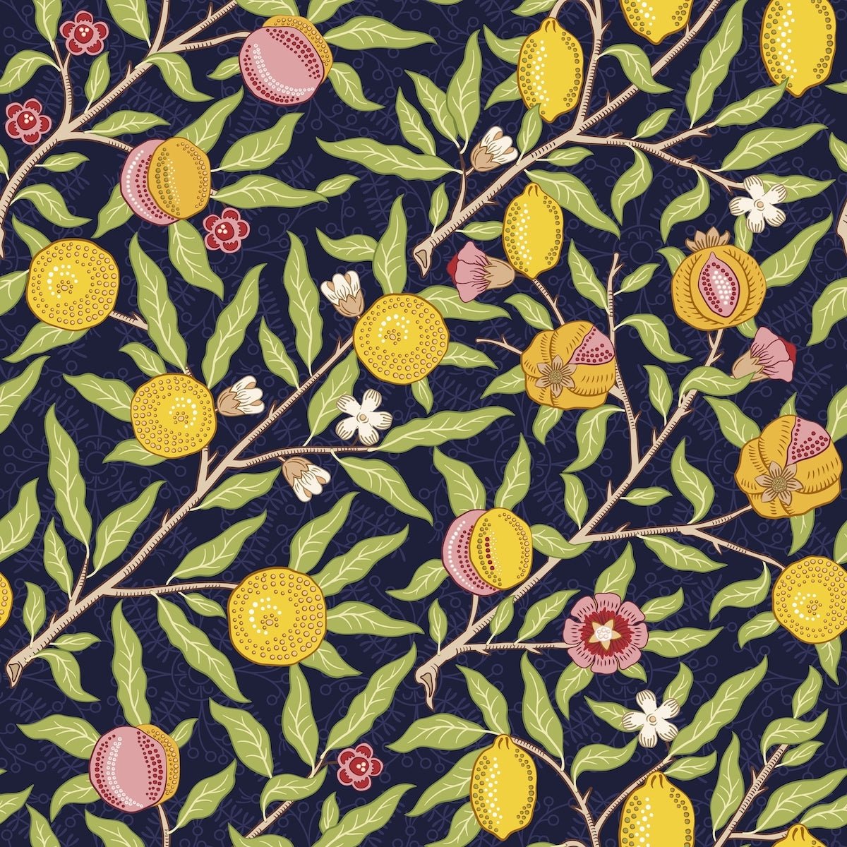 1009 - Fruit Wallpaper - Midnight Deep Blue by Morris Collections