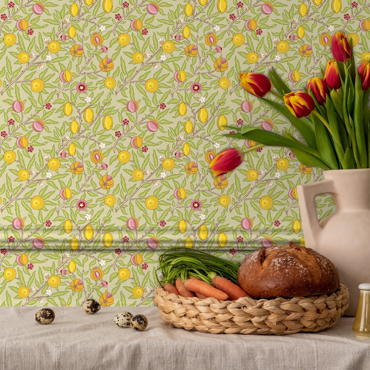 1006 - Fruit Wallpaper - Olive Pale Green by Morris Collections
