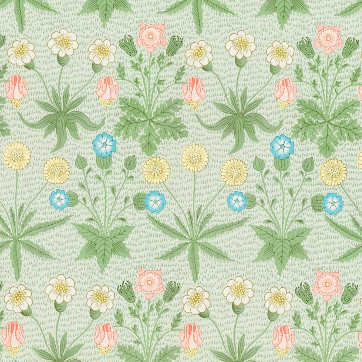 1012 - Daisy Wallpaper - Daisy Green by Morris Collections
