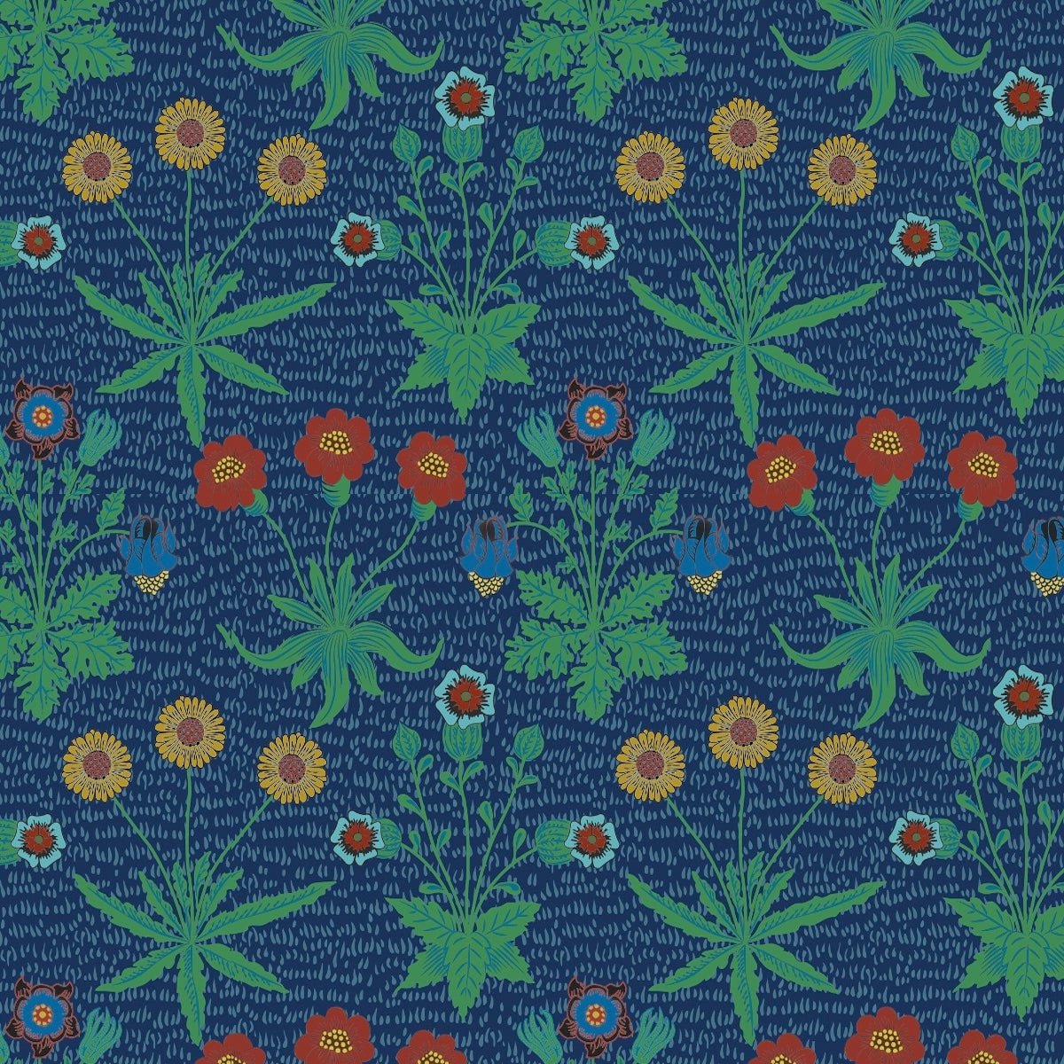 1015 - Daisy Wallpaper - Daisy Midnight Blue by Morris Collections