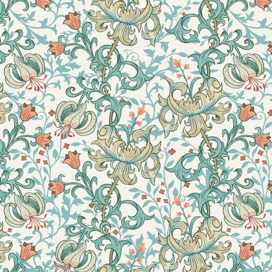 1017 - Golden Lily Wallpaper - Lily White by Morris Collections