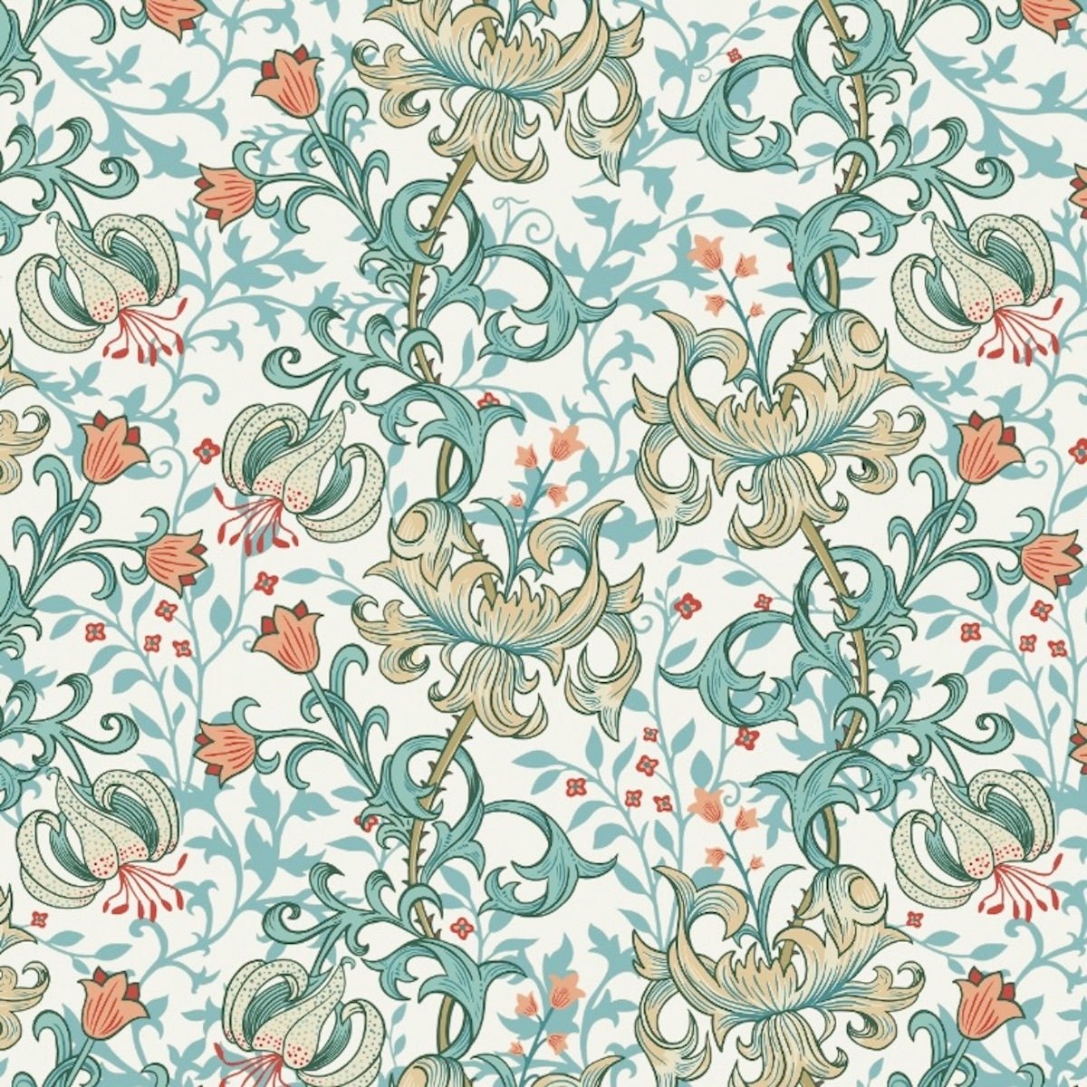 1017 - Golden Lily Wallpaper - Lily White by Morris Collections